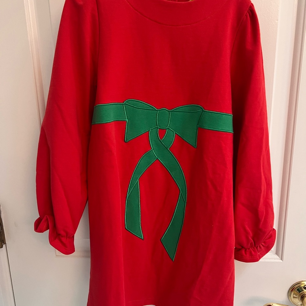 The Beaufort Bonnet Company Red Dress with Green Bow
